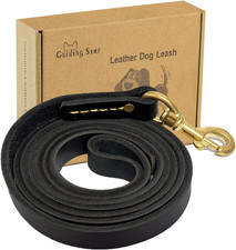 8Ft Leather Dog Leash Heavy Duty Soft Handmade Training Leash for Large Dogs