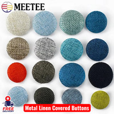 30pcs Metal Linen Covered Buttons 15-30mm Round Shank Sewing DIY Clothes Sofa
