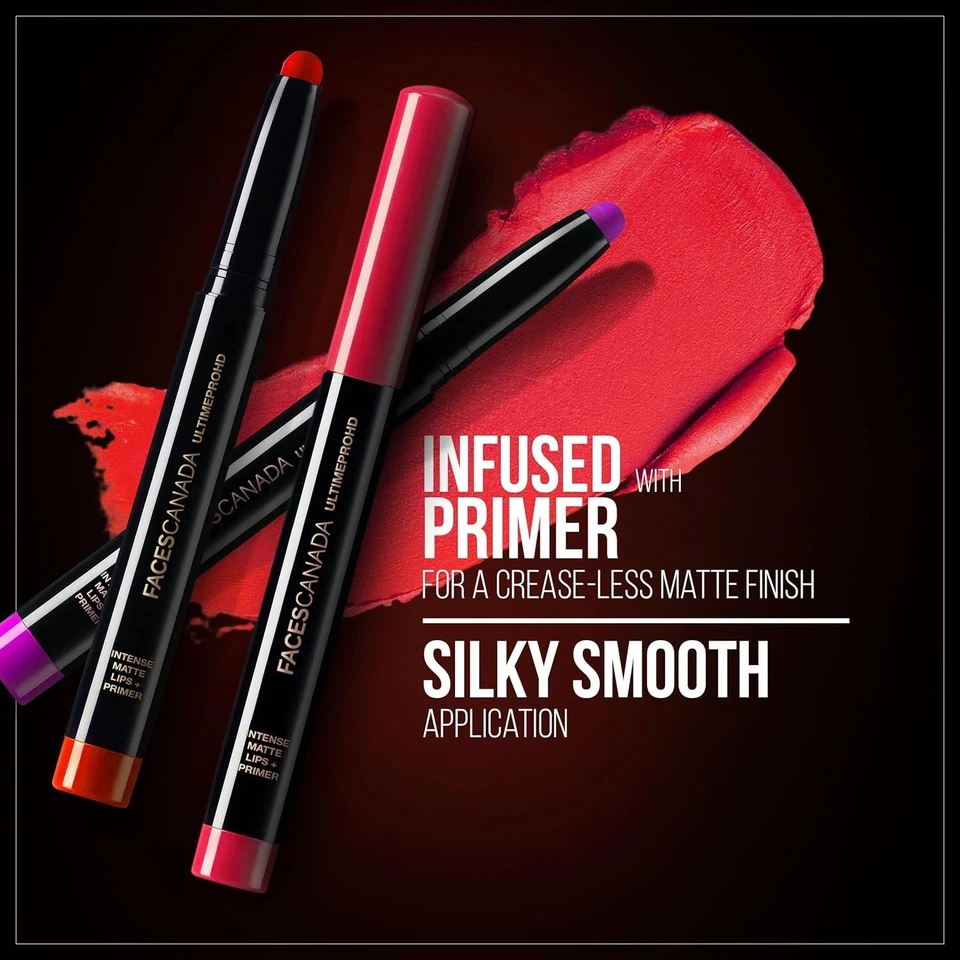 FACES CANADA Ultime Pro HD Intense Matte Lipstick + Primer - Obsessed (Red) 1.4g - Image 4 of 4
