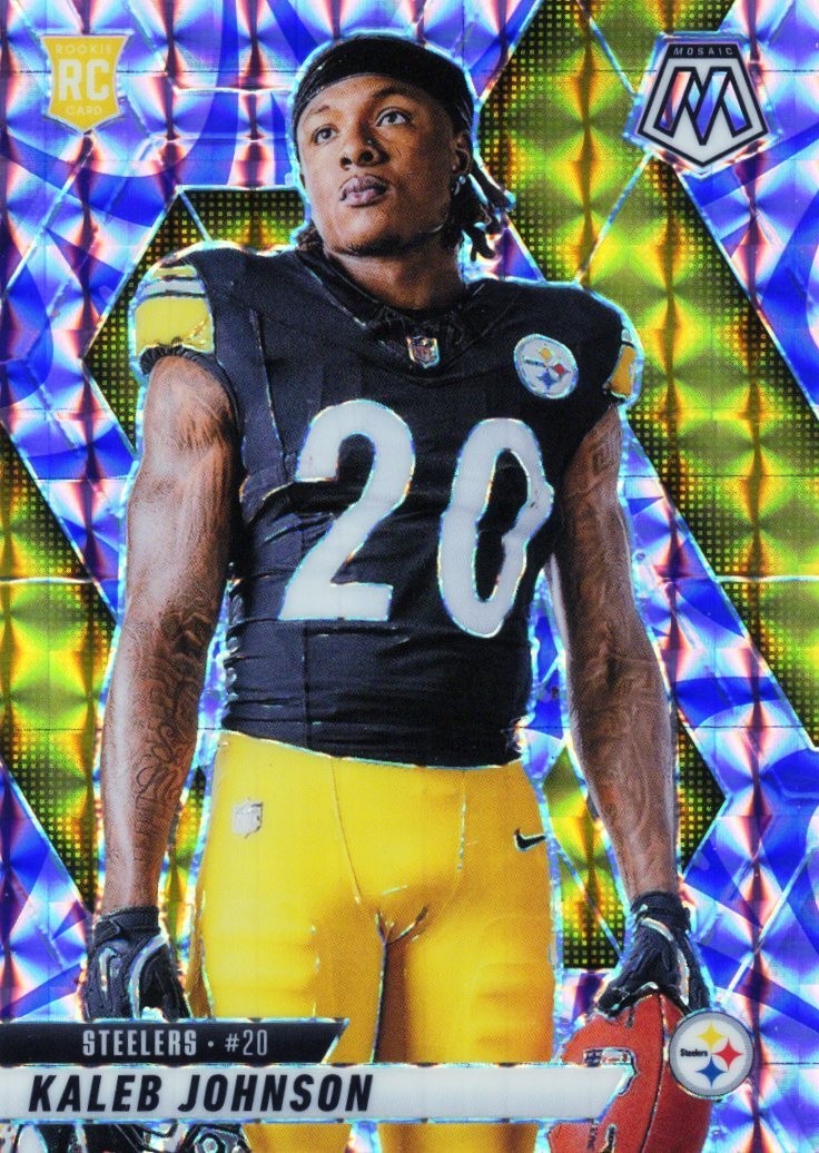 2025 Panini Mosaic Kaleb Johnson Purple Reactive Rookie Photo Variation #289
