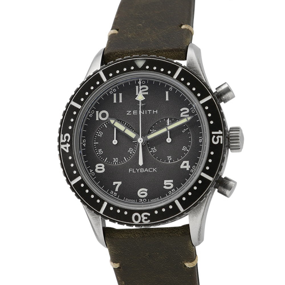 ZENITH Pilot Chronometro Tipo CP-2 Flyback 43mm Stainless Steel/Leather Gray...
