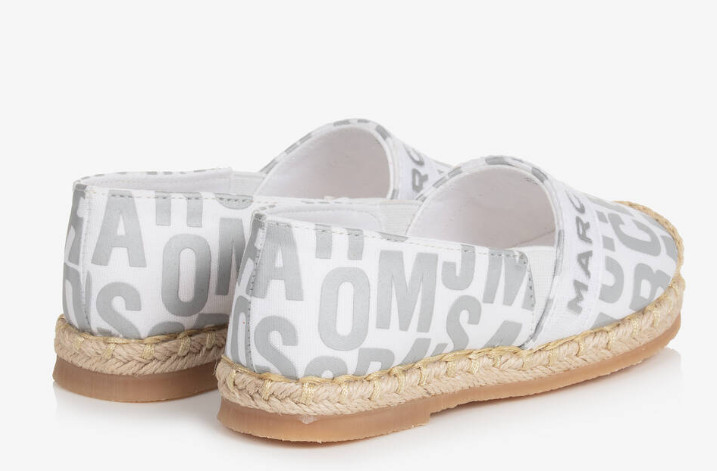 MARC JACOBS Girls Ivory and silver logo Canvas Espadrilles 30 32 34 35 $125 image 3