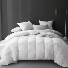 Luxury White Goose Down Comforter Twin Size, All-Season Medium Warmth 68x90 Inch