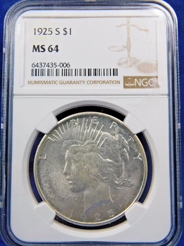 1925 S NGC MS64 - Silver Peace Dollar - $1 US ORIGINAL AND OLD HOLDER