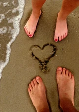 Heart Drawn in Sand Valentines Day Card - Greeting Card by Designer Greetings