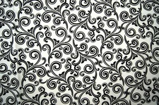 3/4  Yard Black White Vines Canvas Fabric 34" X 56"