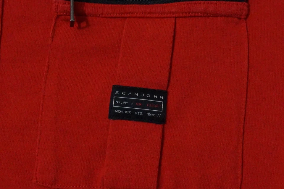 Sean John Men's 3XL Shirt LS Pullover Thick Cotton Sweater Red snaps up - Image 3 of 4