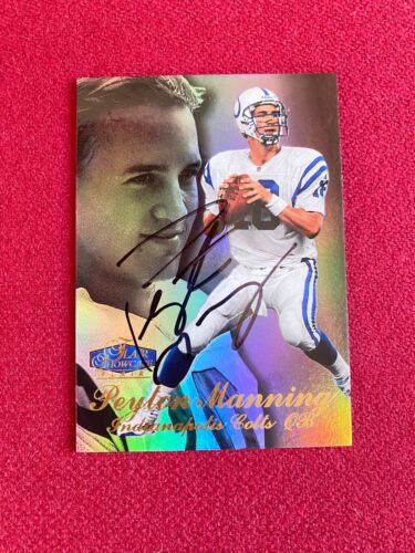 1998, Peyton Manning, carte recrue FLEER « dédicacée » (rare/vintage) Colts - Photo 1/2