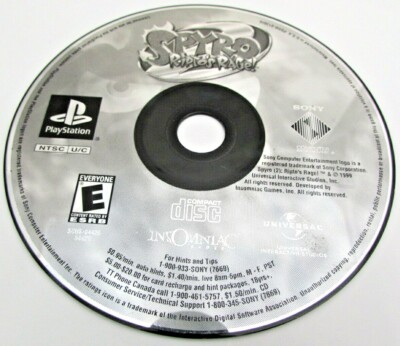 PS1 Spyro 2: Ripto's Rage Sony PlayStation 1, 1999 Disc Only BLACK AND WHITE!