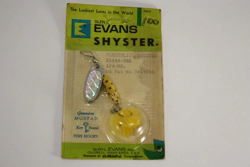 Vintage Glen L. Evans Shyster No. B1144-YBS 1/4 OZ Spinner Fishing Lure NOS NIB