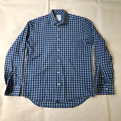 Billy Reid Shepard Check Plaid Shirt Blue VG