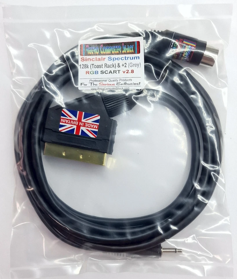 Cable de TV Sinclair ZX Spectrum+ 128K (Toastrack) y +2 (modelo gris) RGB Scart Lead - Imagen 2 de 2