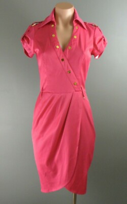 hot pink dress knee length Womens Plus Size Dress Pockets Casual Square Neck Short Sleeve Elegant Knee Length Dress for Summer Hot Pink S-2XL