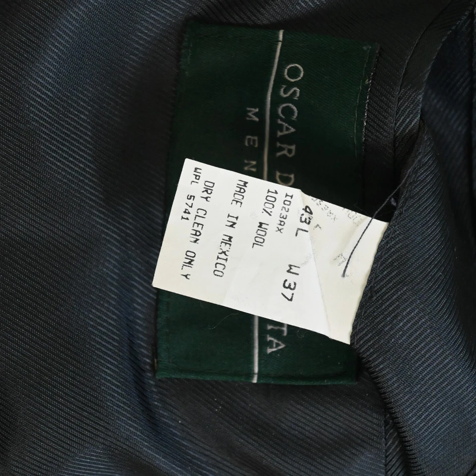 Traje De Colección Oscar de la Renta 43L 44L 38x32 Azul Marino Rayas 100% Lana Para Hombre Foto 4 de 4