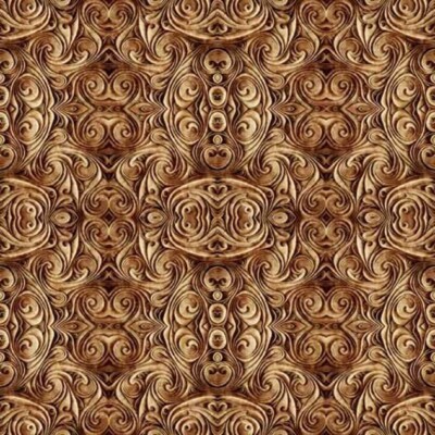 QT Endless Blues by Morris Creative Group 30047 A Brown Scroll Medallion  Cotton