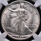 1939 D WALKING LIBERTY HALF DOLLAR NGC MS 64 SNOWY WHITE WELL STRUCK AND SUPER