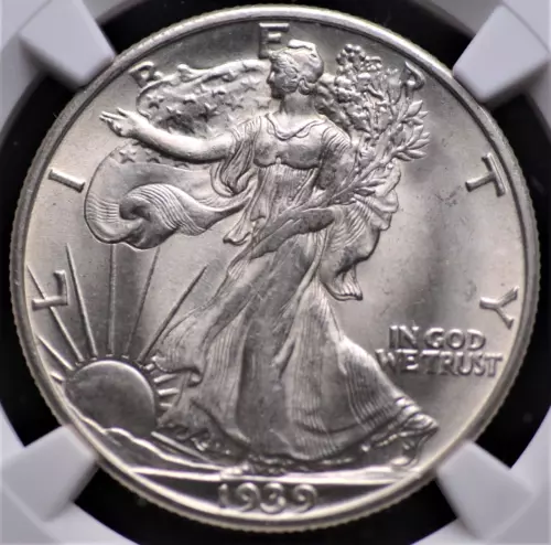 1939 D WALKING LIBERTY HALF DOLLAR NGC MS 64 SNOWY WHITE WELL STRUCK AND SUPER