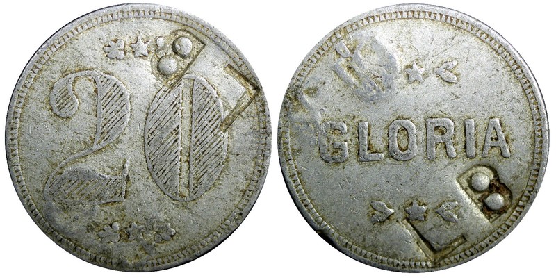 COSTA RICA Aluminum Token ND (1915) GLORIA "LB" Lindo Brothers 28.8mm F/aVF  (1)