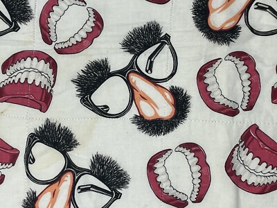Vintage OOAK Granny Quilt Dentist Teeth Glasses & Sunflowers Flip 60x43 blt39j5