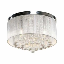 Chandeliers WHITE Chandelier Lighting Mini Flush Mount SMALL Drum Ceiling Crysta