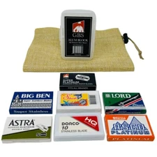 G.B.S Double Edge Safety Razor Blade Pack Comes with 50 Blades, Alum block & Bag