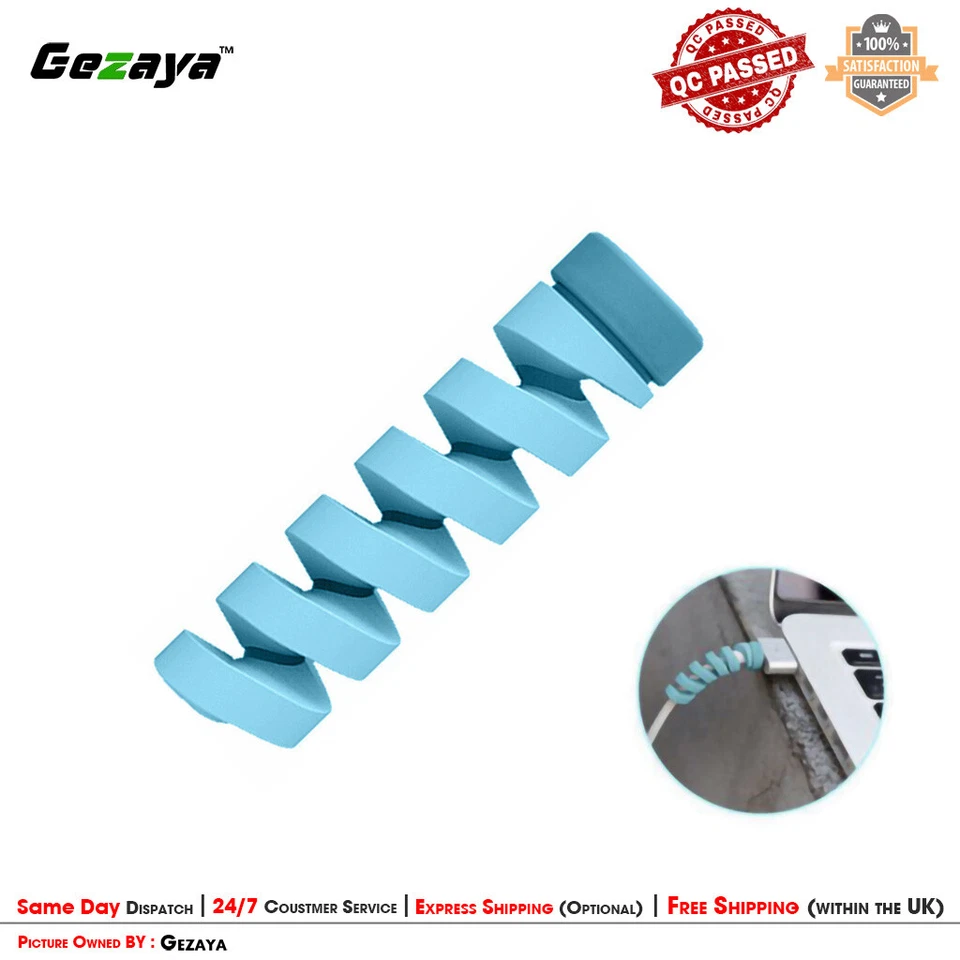 Spiral Cable Protector Wire Organizer Smartphones Charger Iphone Data Line UK - Imagem 4 de 4