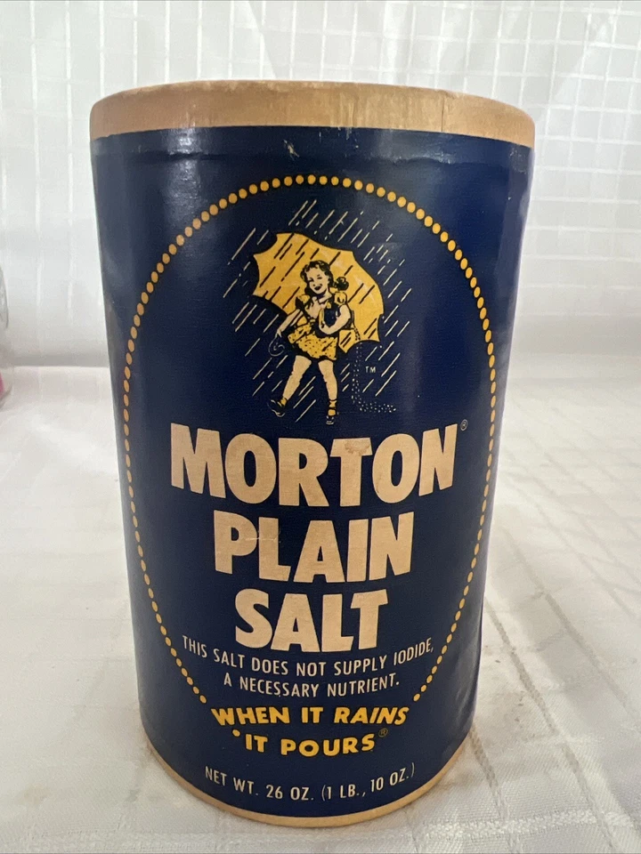 Vintage Commemorative Morton Salt Container “When it Rains it Pours” 1941 Sealed - Image 3 of 4