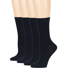 Women's Bamboo 4 Pack Seamless Dress Business Crew Socks Medium 9-11 Dark Navy
