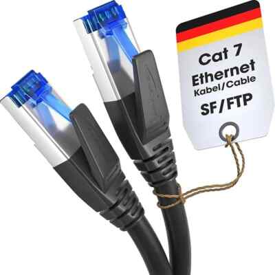 KabelDirekt Cat 7 Ethernet Kabel 2m 10 Gigabit LAN Kabel RJ45 Goldkontakt schwarz