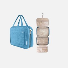 Gosofar Large Hanging Travel Toiletry Bag 4 PVC Compartments - Light Blue