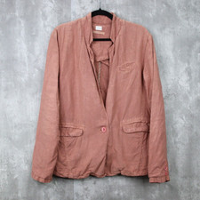 Poetry Linen Blazer Women's Size 14 Single Breasted One Button Orange