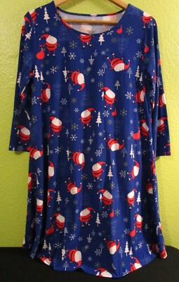 Christmas Santa Claus Dress * Size LARGE * St. John's Bay Blue 3/4  Sleeves  | eBay