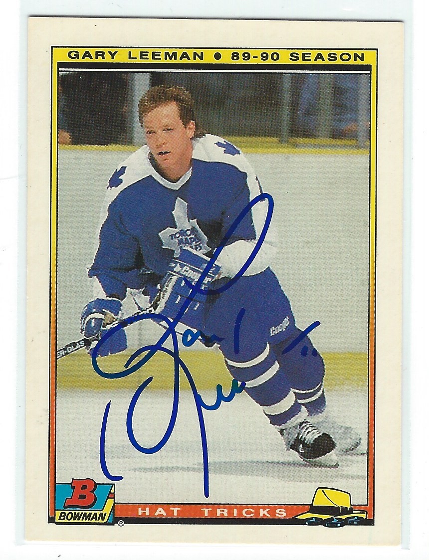 Gary Leeman Signed 1990/91 Bowman Hat Tricks Card #10
