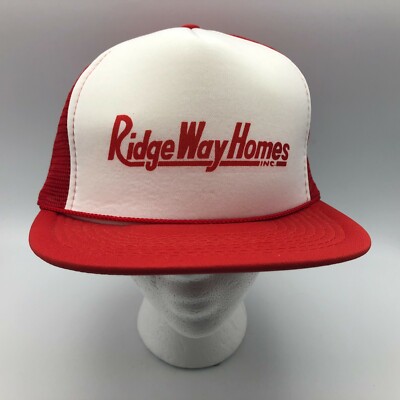 Ridge Way Homes Snapback Baseball Cap Baseball Hat Red + White Mohr's Vintage