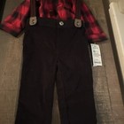 Carter's Baby Boy 6M 3-Piece Pant Set Red  Flannel W/ Suspenders/ Bow Tie NWT — photo 7