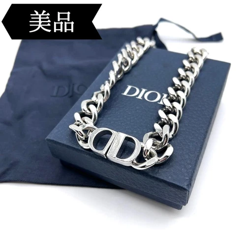Christian Dior Collier Maillon Chaîne CD Icône Bijoux Élégants Authentique Du Japon RIN
