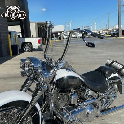 Chrome Rise 16'' APE Hanger Cruved Handlebar For Harley Softail Road King Glide