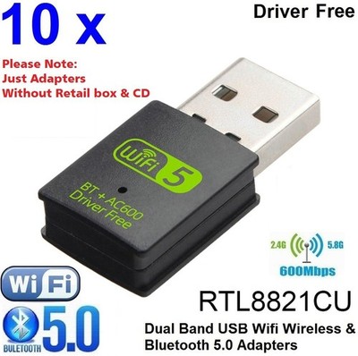 LOT 10 x AC600+BT 600Mbps Mini USB WiFi Wireless + Bluetooth 5.0 Adapter 2.4G 5G