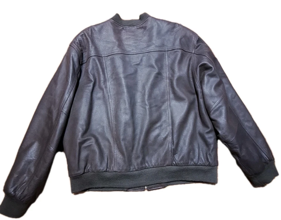 Chaqueta de Vuelo Roundtree Yorke Hombres XL Cuero Marrón Bombardero De Colección Clásica Años 90 Grunge Foto 2 de 4