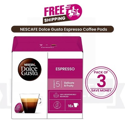 Nescafe Dolce Gusto Coffee Capsules, Espresso Intensity 5, 16 Pods - PACK OF 3