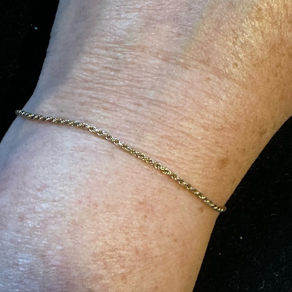 "14k Gold Rope Chain Bracelet 7.5\" 2.2 Grams"