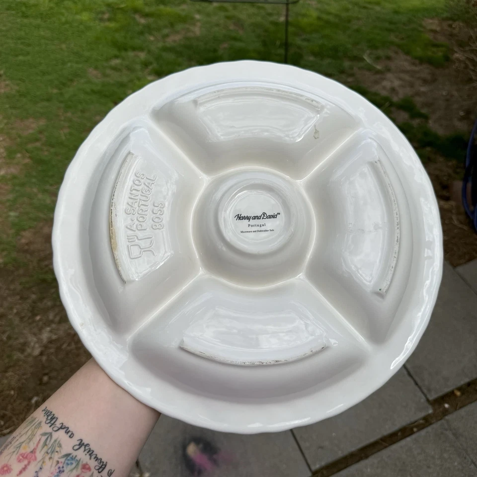 Harry & David A Santos Portugal Ceramic Chip Dip Serving Dish 14” 5 Compartment - Image 3 of 3