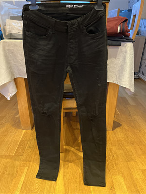 Black Ripped Skinny Jeans W28 L32 Men's Primark UK