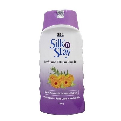 SBL SILK N STAY Talcum Powder 100g (Pack of 2) for Fresh Soft & Smooth Skin