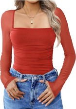 Red Sheer Sleeve Bodysuit NWT SZ Large