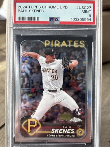 2024 Topps Chrome Update Paul Skenes USC27 Debut RC Rookie PSA 9 MINT - Picture 1 of 3