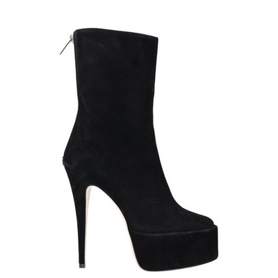 Paris Texas Damen Stiefel schwarz Wildleder Plateau Stiletto Reißverschluss runde Spitze 39 UVP 560