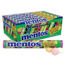Mentos Chewy Mint Candy, 14 Fruit Flavors, 14-Piece Rolls, 15-Count Box