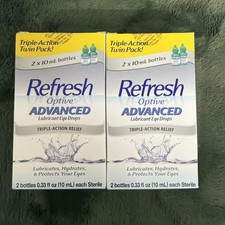 Lot Of 2 REFRESH TWIN OPTIVE 4 x 0.33oz Advanced Lubricant Eye Drops.EXP 2026 