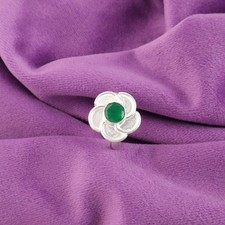 Round Cut Natural Green Onyx 925 Silver Band Anniversary Bezel Ring US All Size